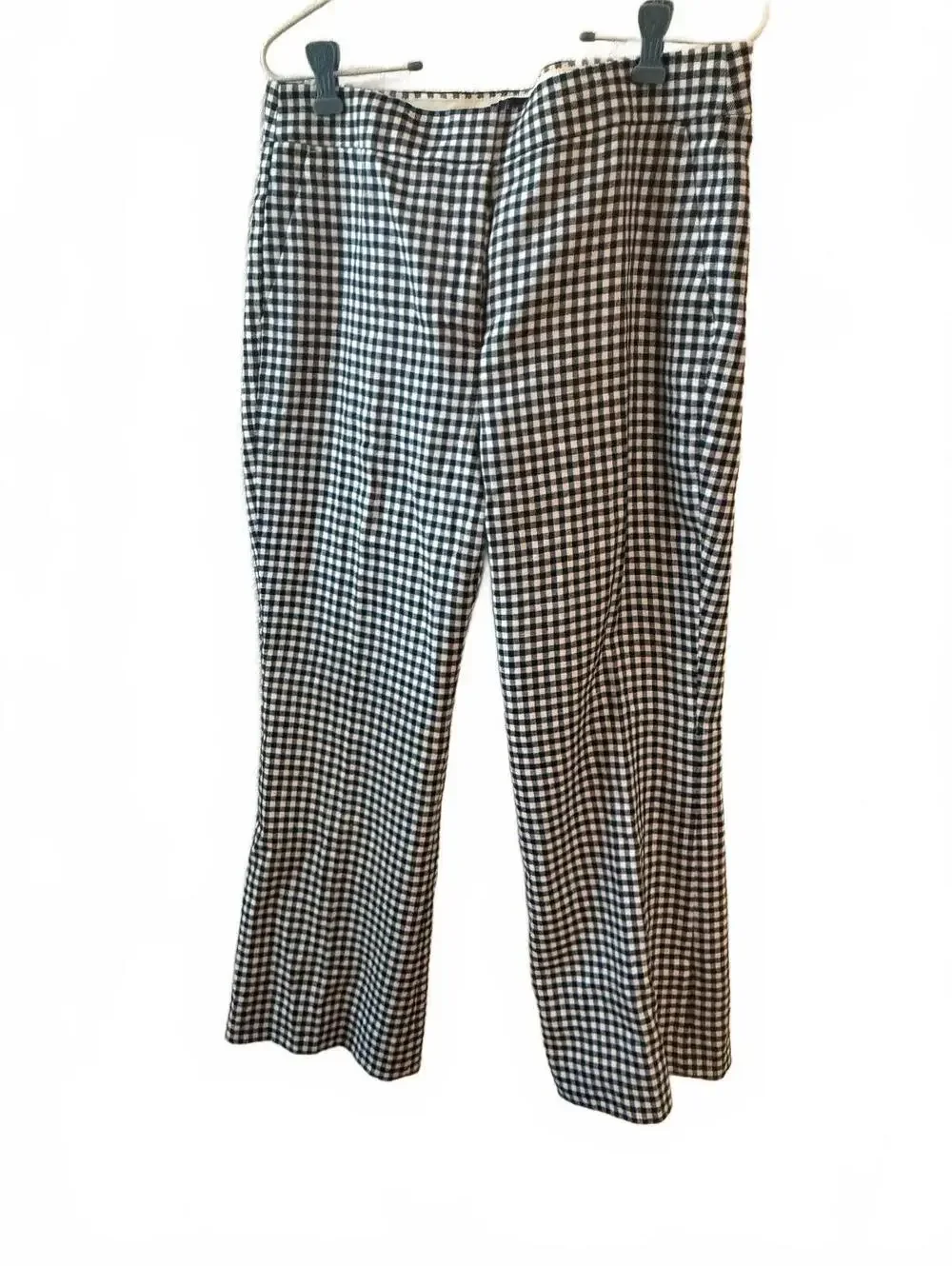 J.Crew Black and White Gingham Linen Blend Pants Large New With Tags